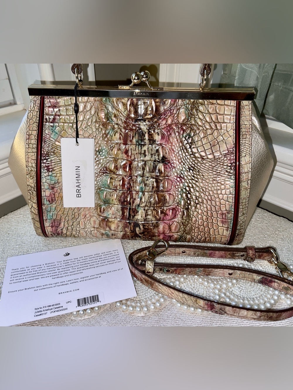 NWT Brahmin Leather JULIETTE Top Handle Bag in Amethyst Celestine - Picture 10 of 11